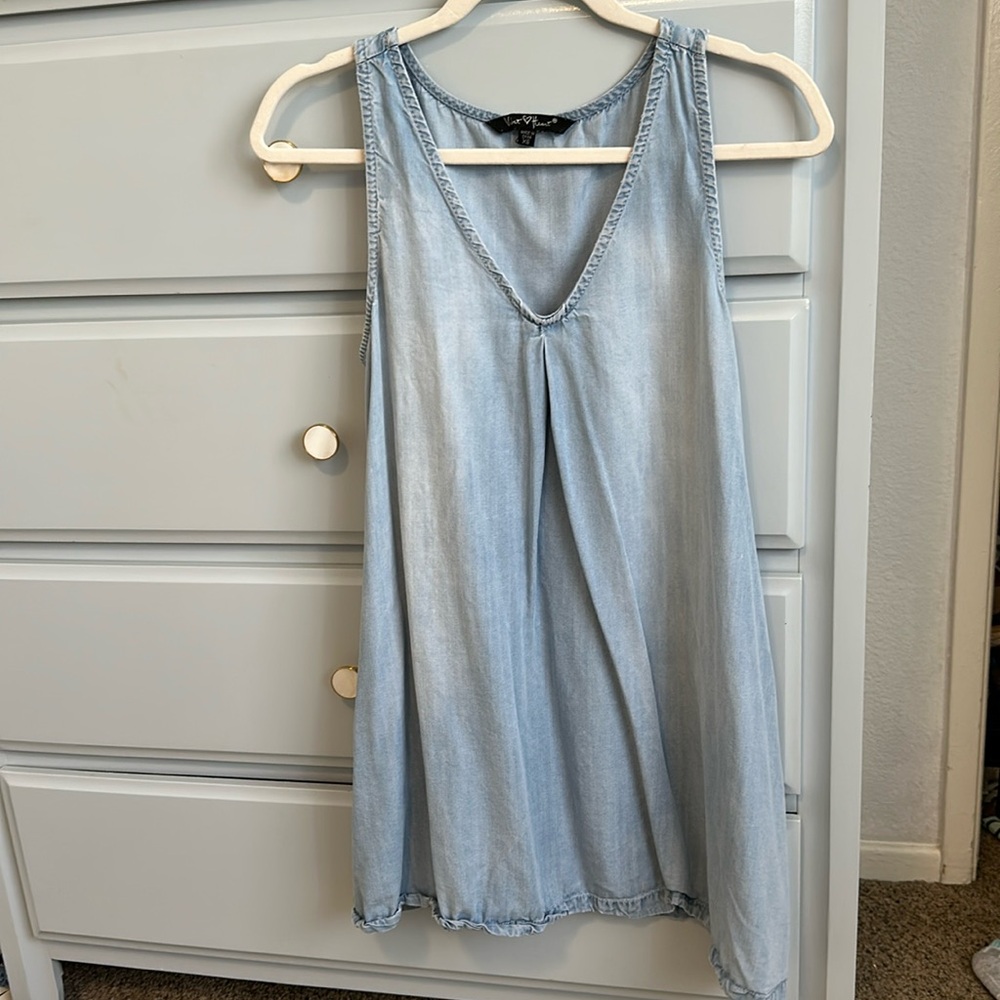 light wash dress with side pockets
